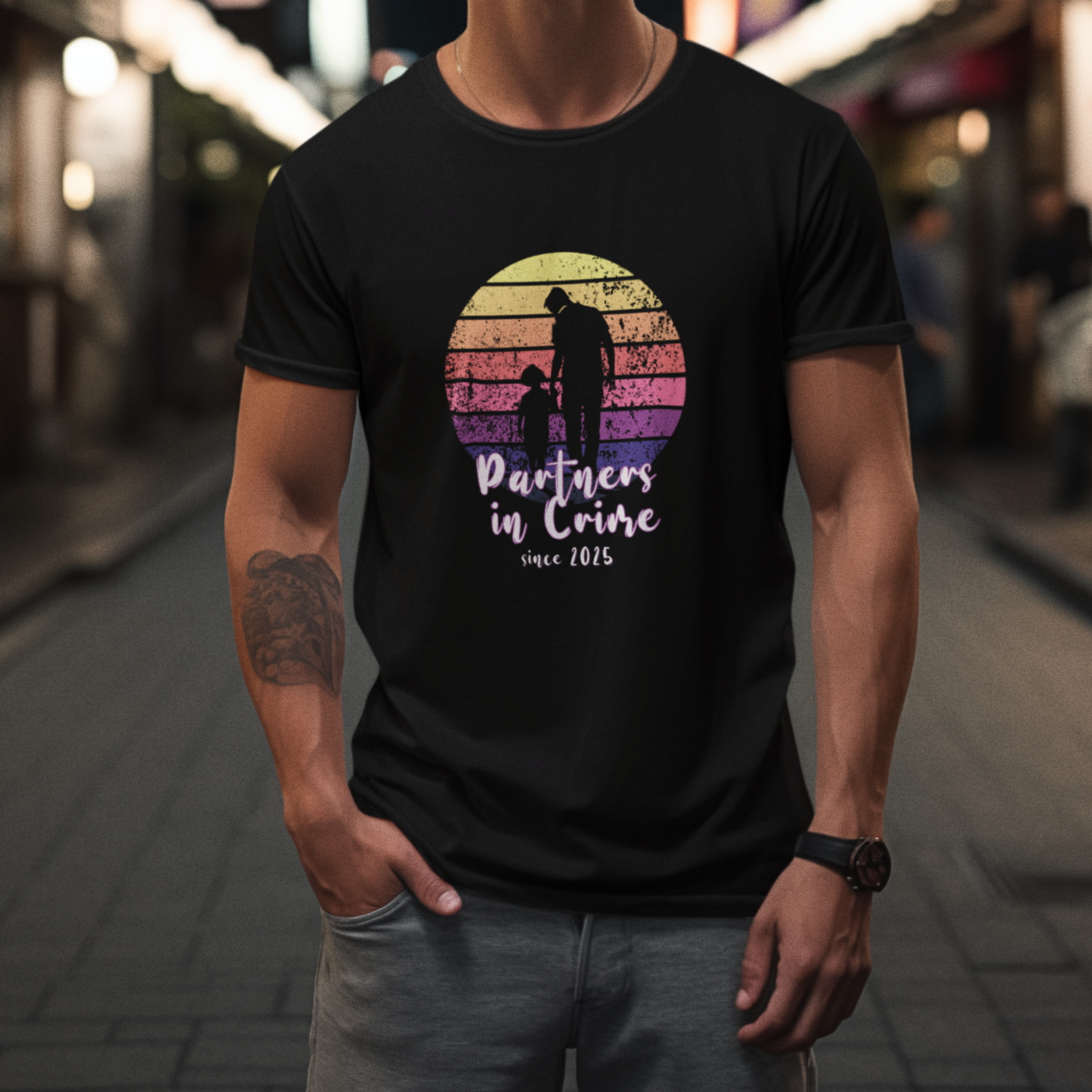 PAPA T-Shirt PARTNER IN CRIME Rundhals personalisiert
