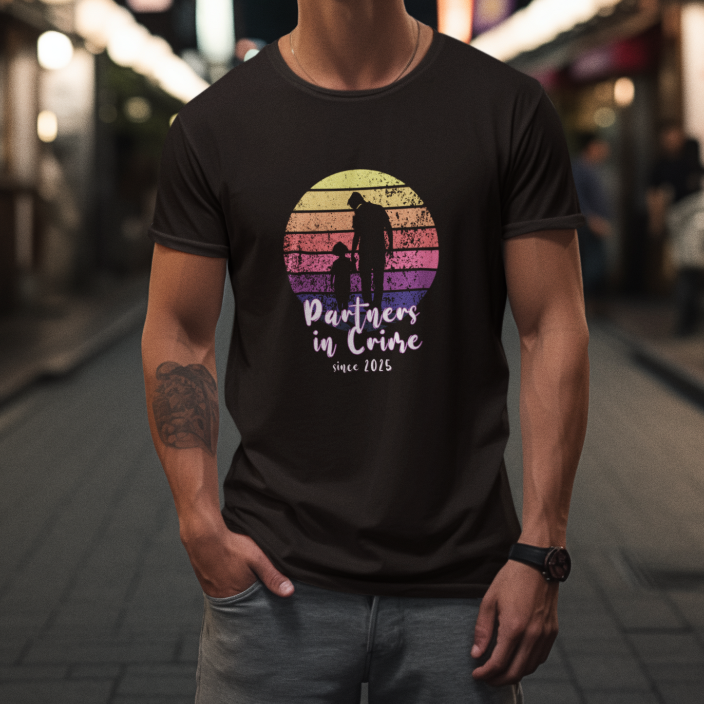 PAPA T-Shirt PARTNER IN CRIME Rundhals personalisiert