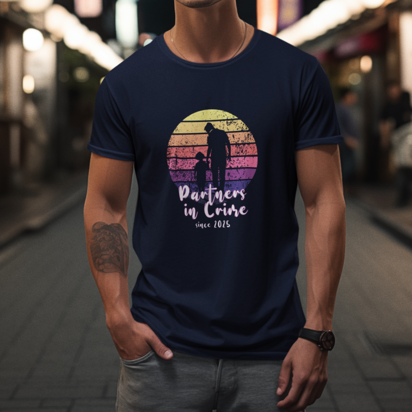 PAPA T-Shirt PARTNER IN CRIME Rundhals personalisiert