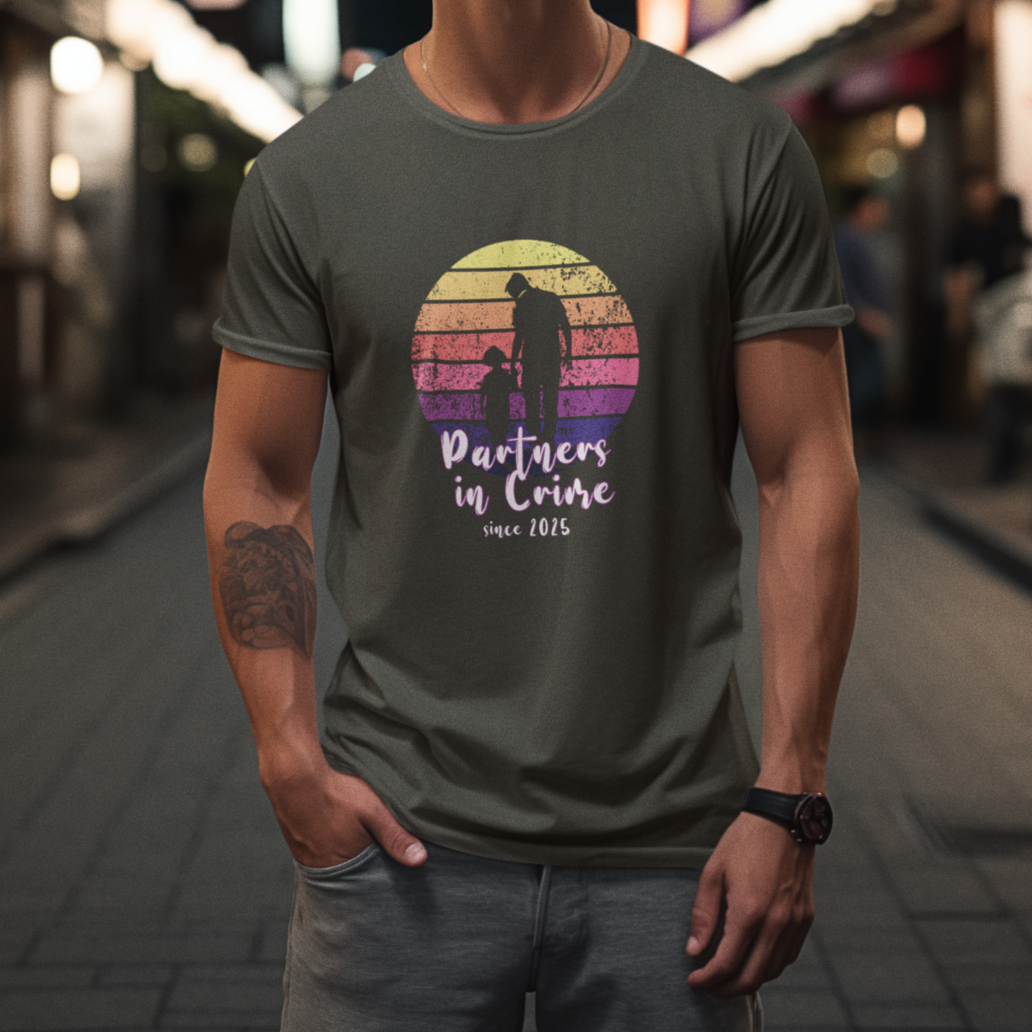 PAPA T-Shirt PARTNER IN CRIME Rundhals personalisiert