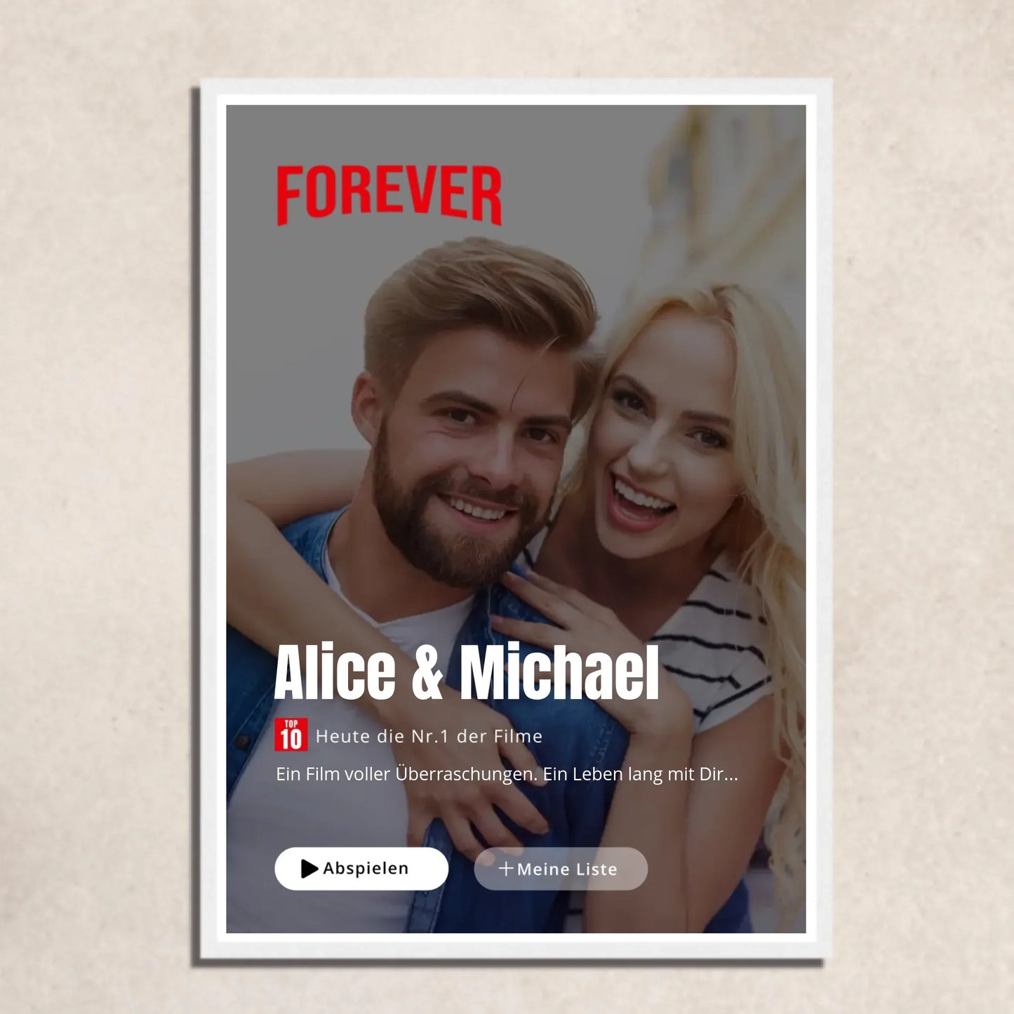 UrbanWarriorStore personalisiertes Poster FOREVER mit Paarfoto, Namen Alice & Michael, Geschenkidee