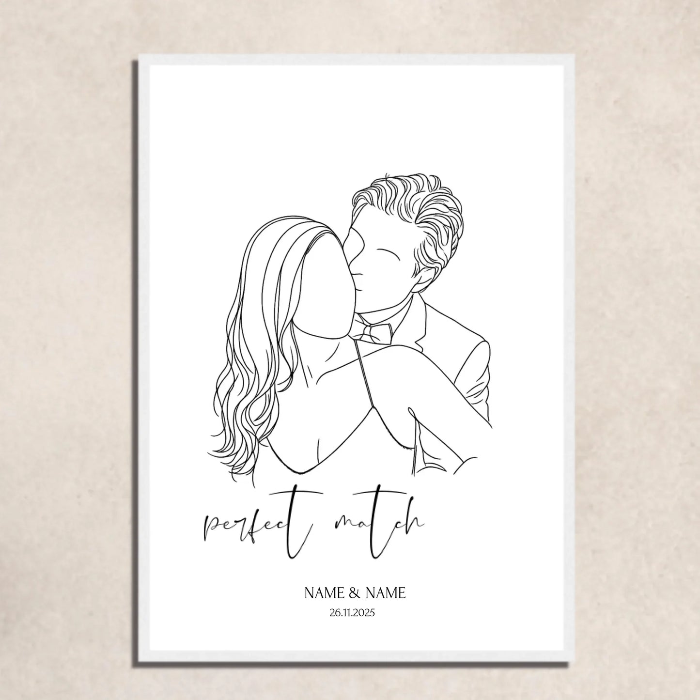 perfect match Poster von UrbanWarriorStore: Linienzeichnung Paar, personalisierbares Geschenk