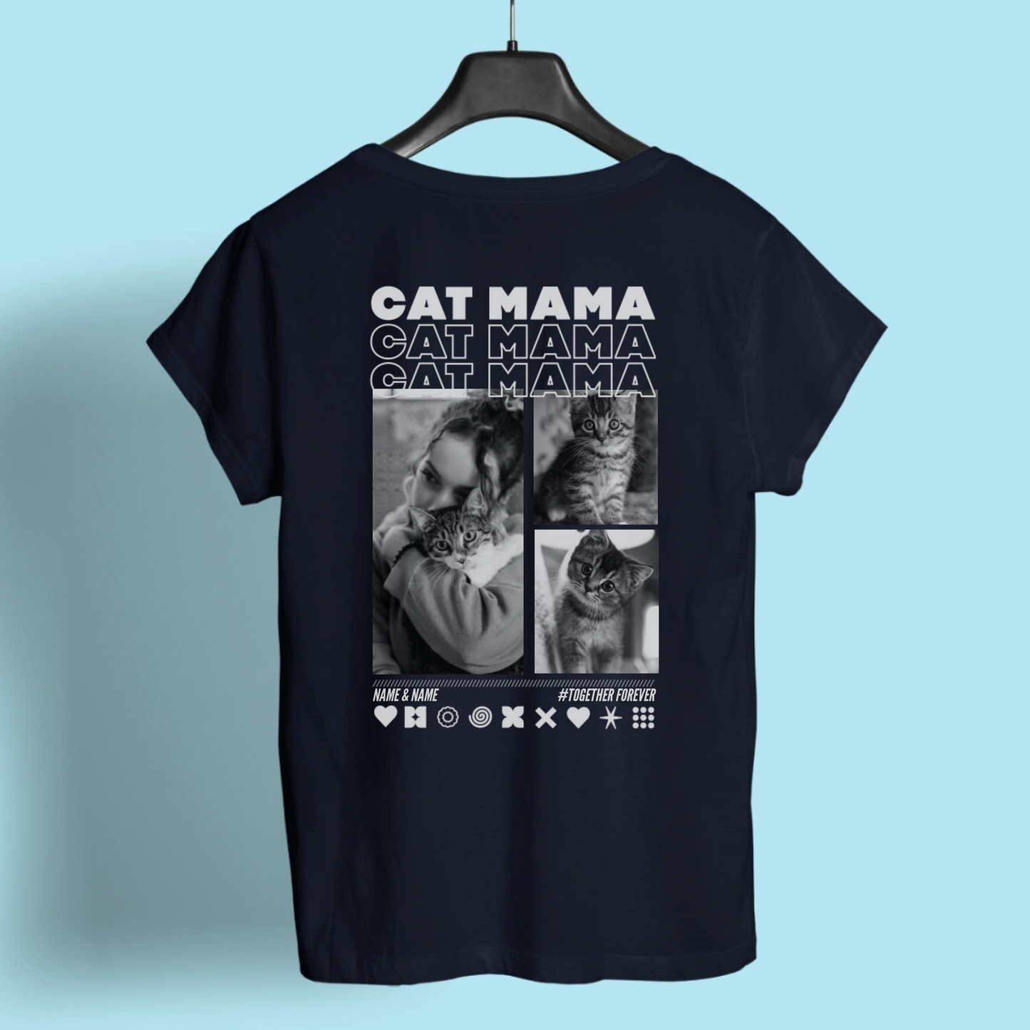Cat Mama T-Shirt mit Fotos einer Frau und Katzen, personalisiertes Damen-Shirt UrbanWarriorStore