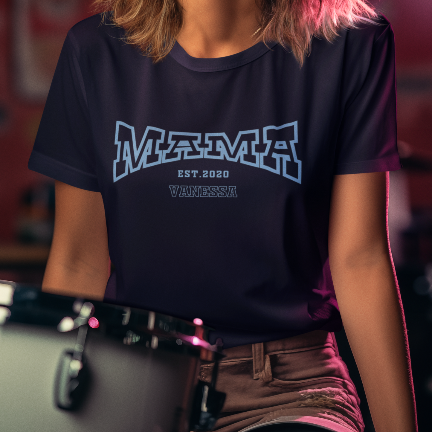 MAMA T-Shirt COLLEGE Rundhals personalisiert