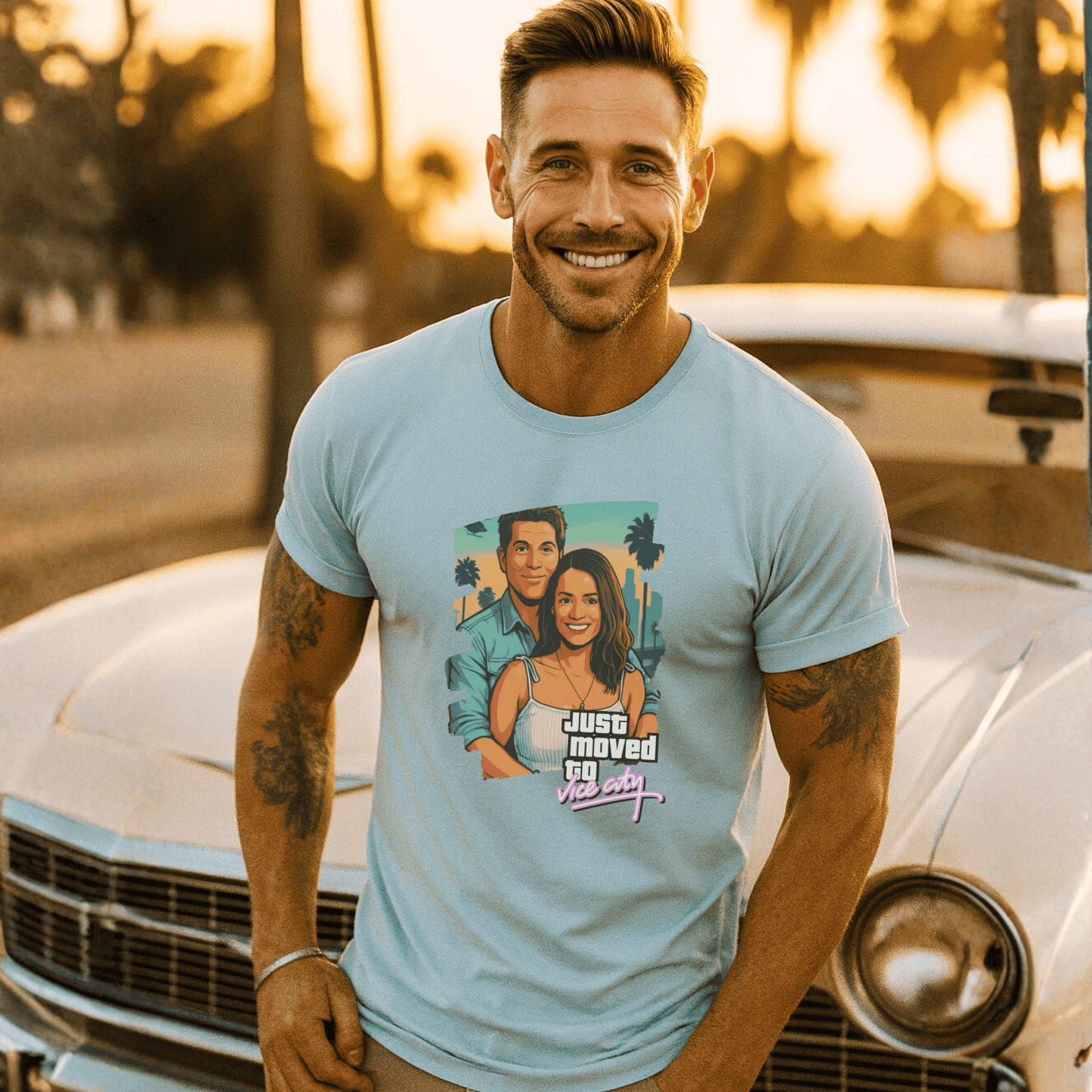 PAPA T-Shirt GTA STYLE mit Deinem Foto Rundhals personalisiert