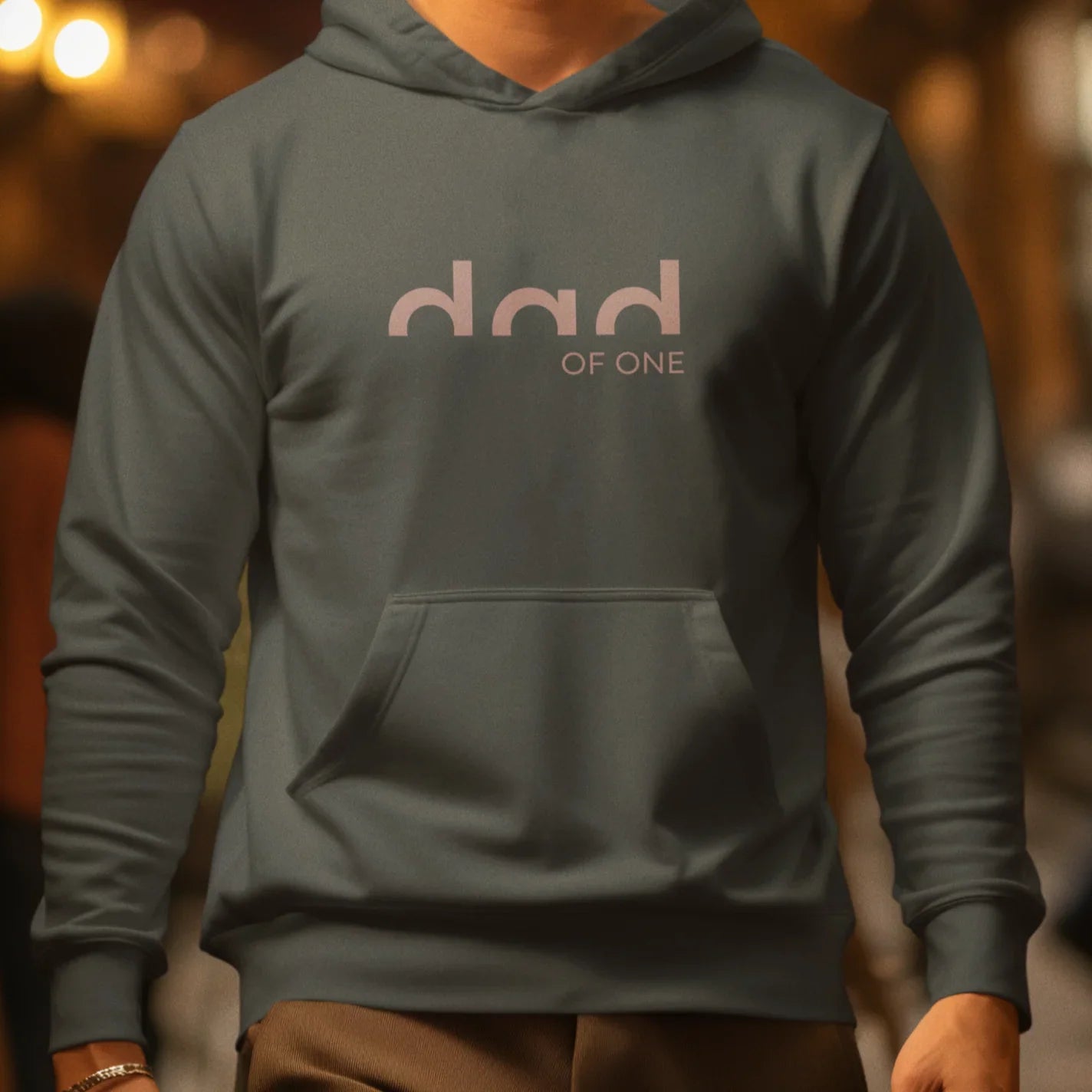 Pullover Hoodie mit Aufdruck 'dad OF ONE', khakifarbener Kapuzenpullover, modisch und bequem