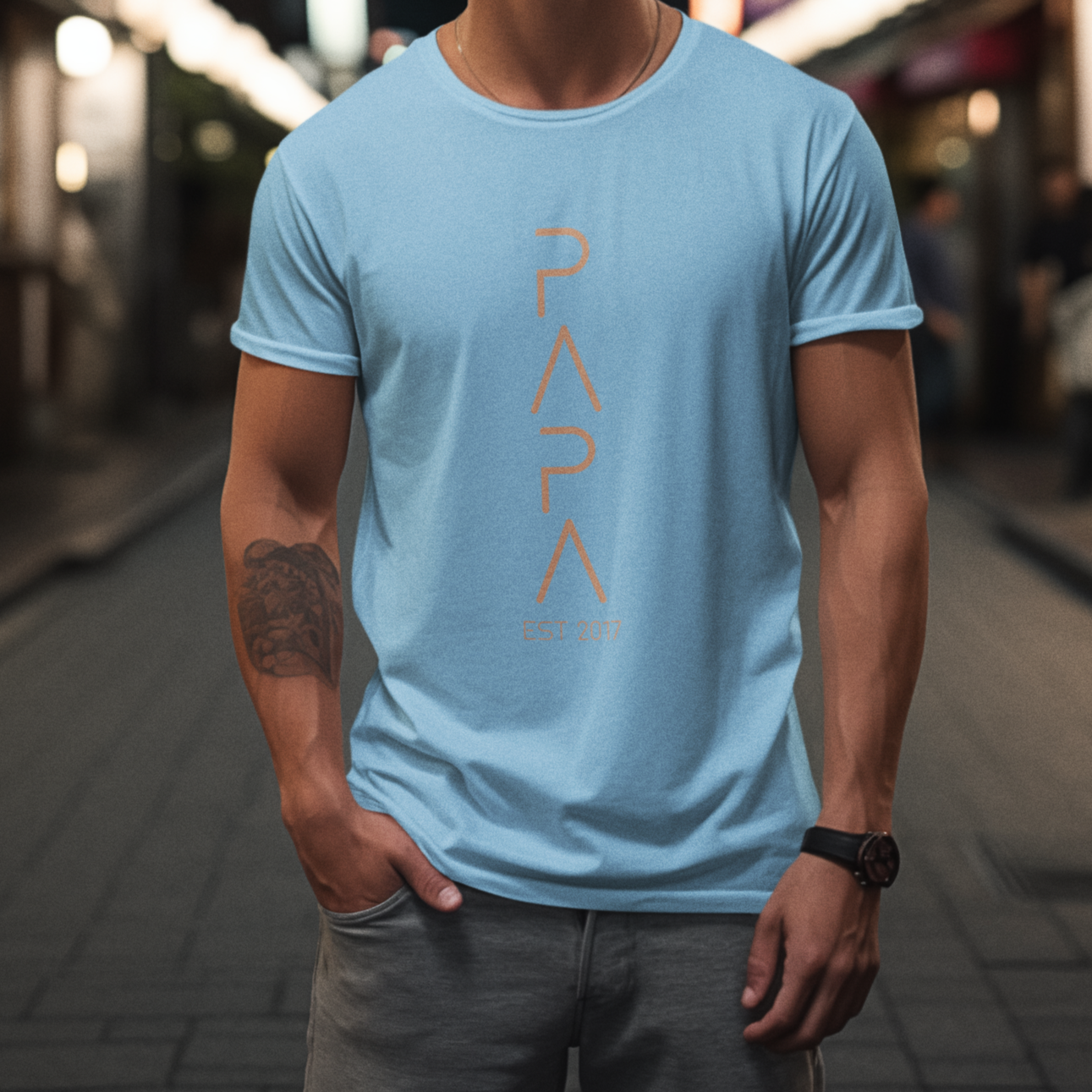 PAPA T-Shirt FUTURISTIC Rundhals personalisiert