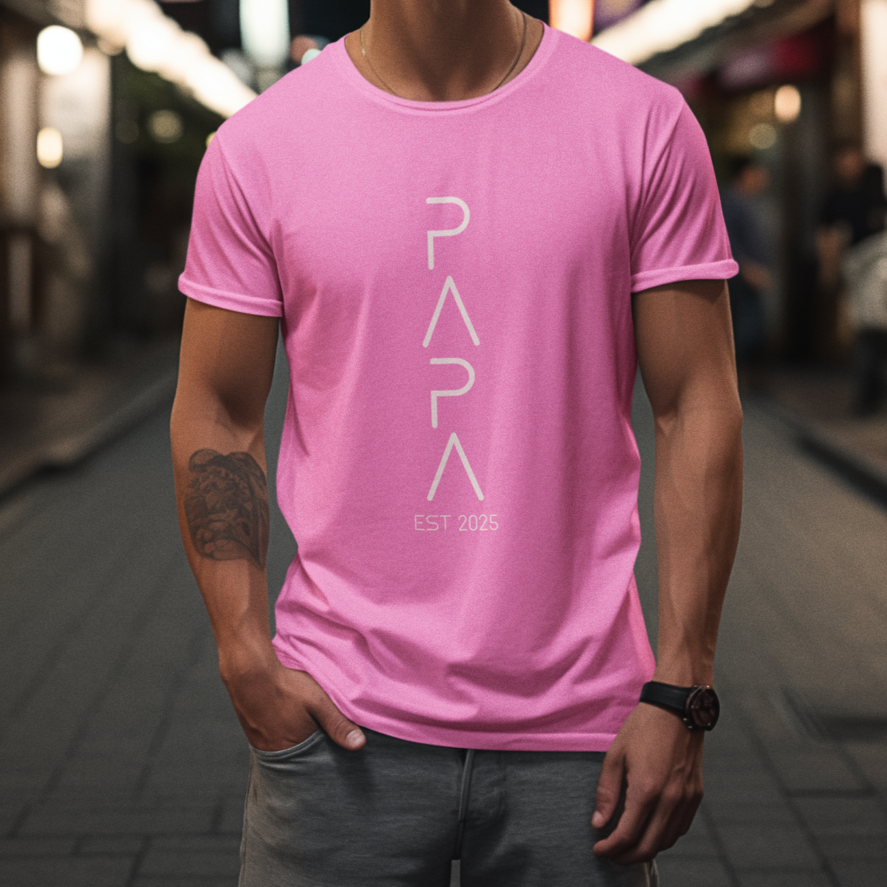 PAPA T-Shirt FUTURISTIC Rundhals personalisiert