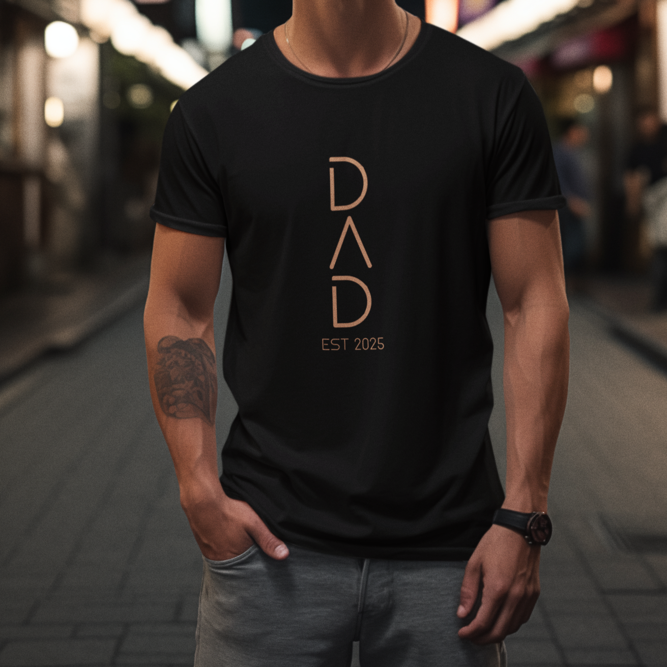 PAPA T-Shirt FUTURISTIC Rundhals personalisiert