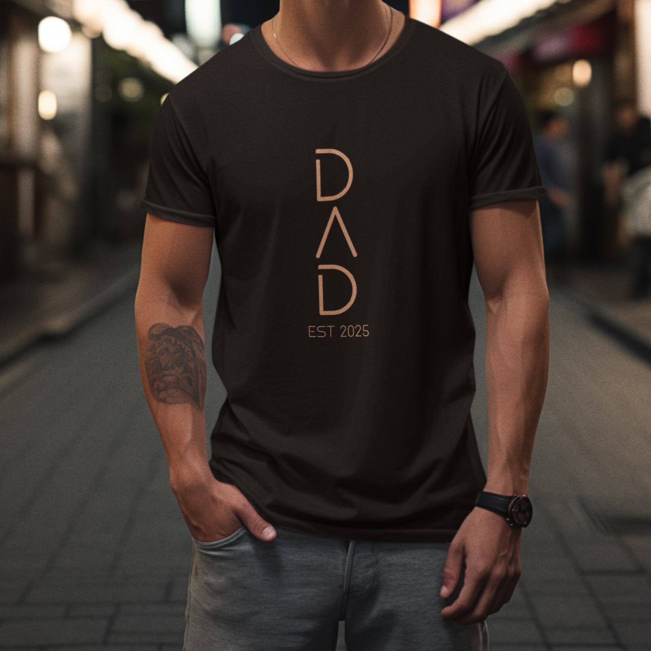 PAPA T-Shirt FUTURISTIC Rundhals personalisiert