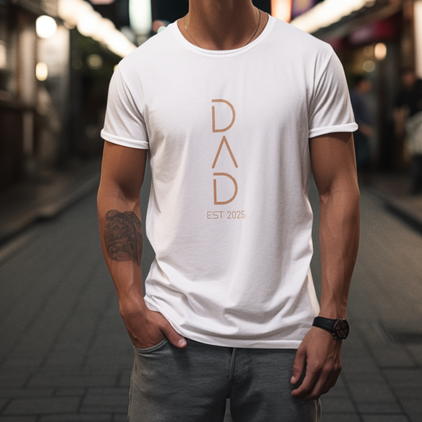 PAPA T-Shirt FUTURISTIC Rundhals personalisiert