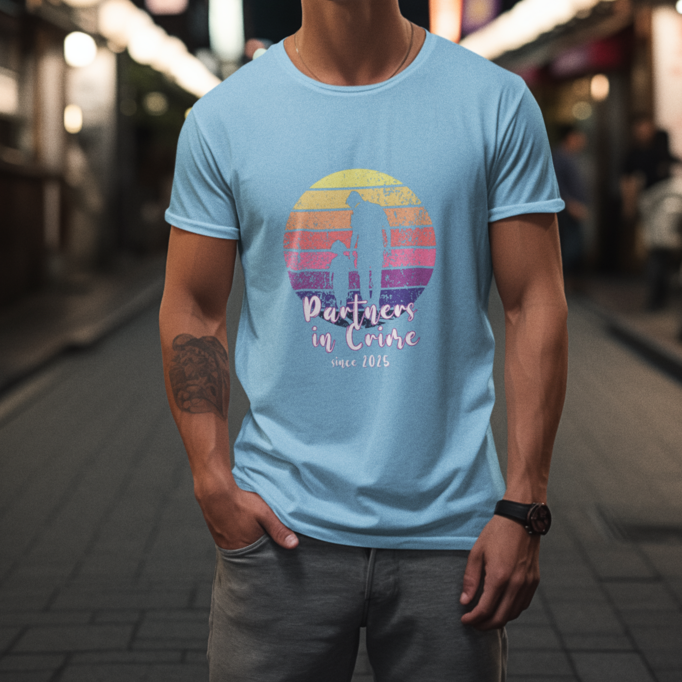 PAPA T-Shirt PARTNER IN CRIME Rundhals personalisiert