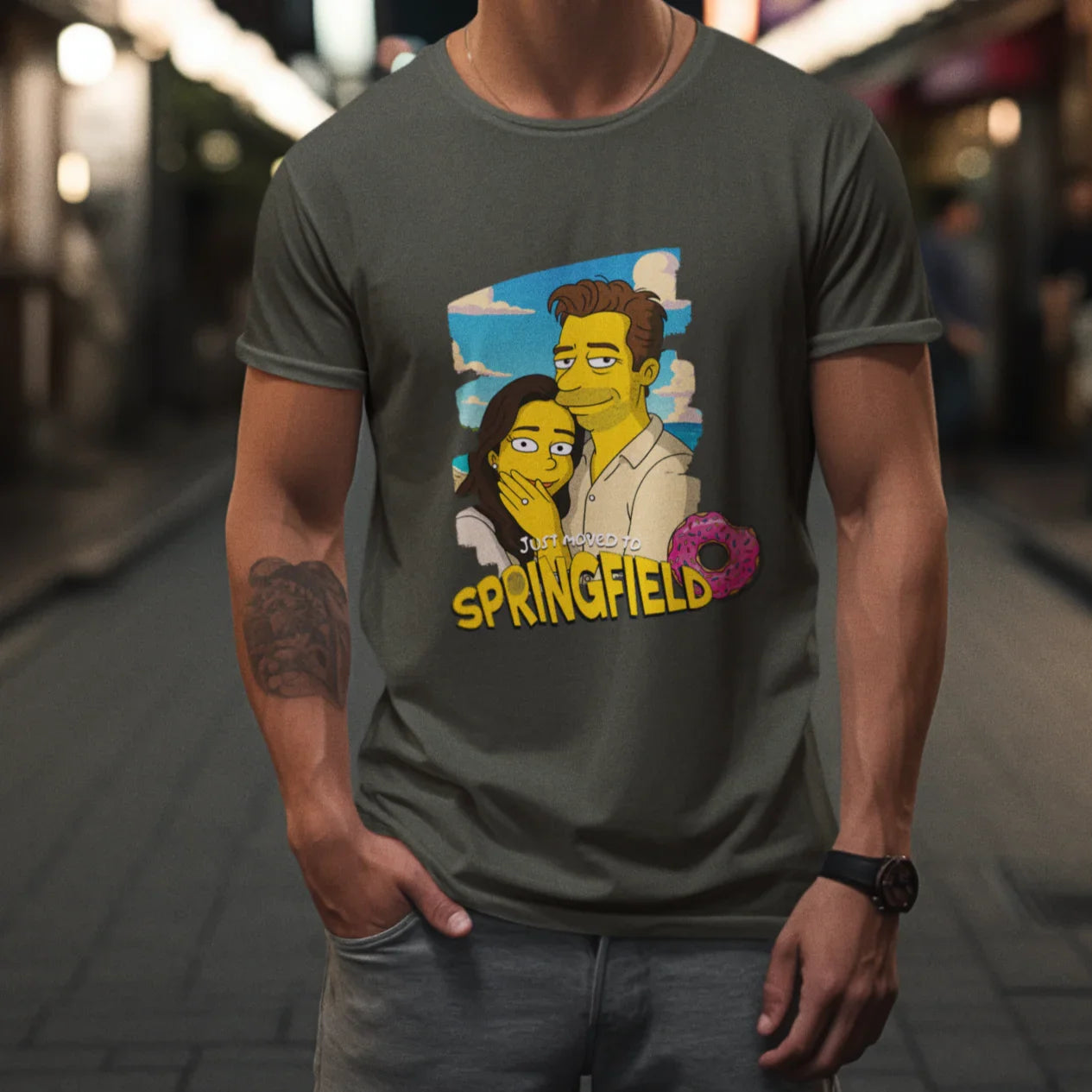 PAPA T-Shirt SIMPSONS STYLE mit Deinem Foto Rundhals personalisiert