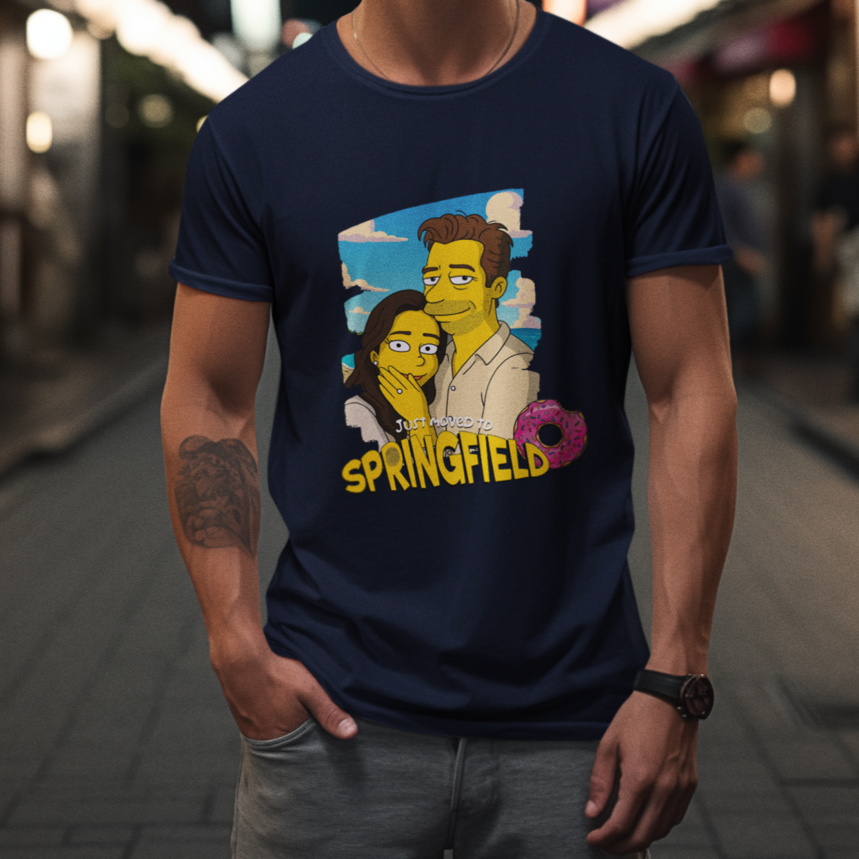 PAPA T-Shirt SIMPSONS STYLE mit Deinem Foto Rundhals personalisiert