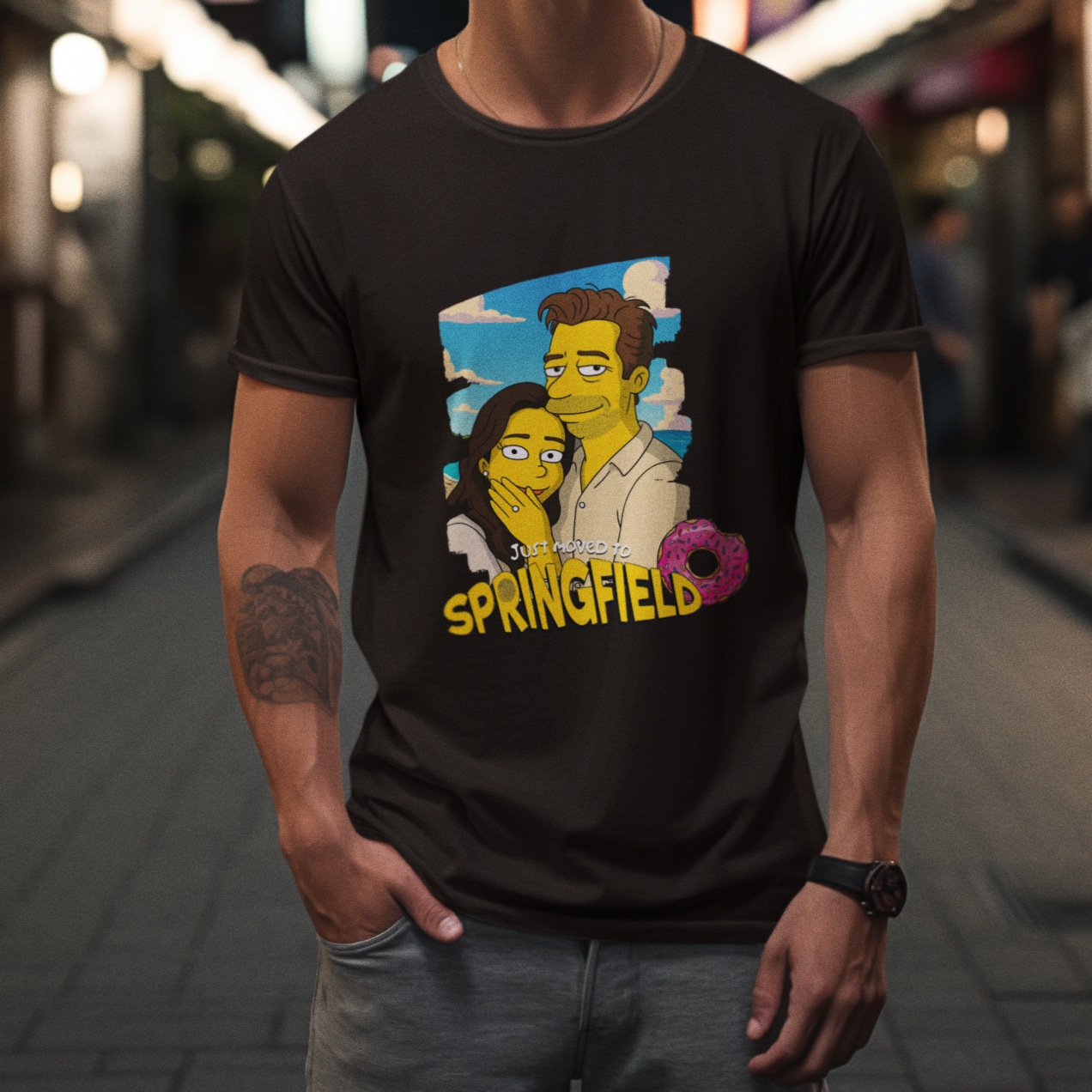 PAPA T-Shirt SIMPSONS STYLE mit Deinem Foto Rundhals personalisiert