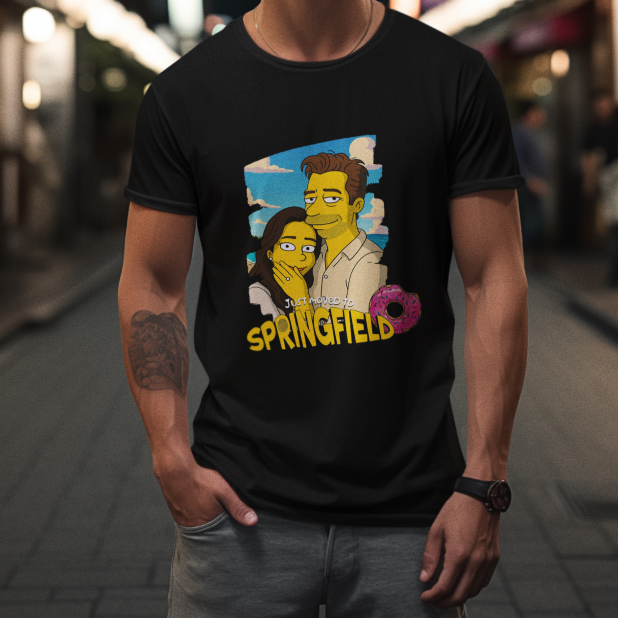 PAPA T-Shirt SIMPSONS STYLE mit Deinem Foto Rundhals personalisiert