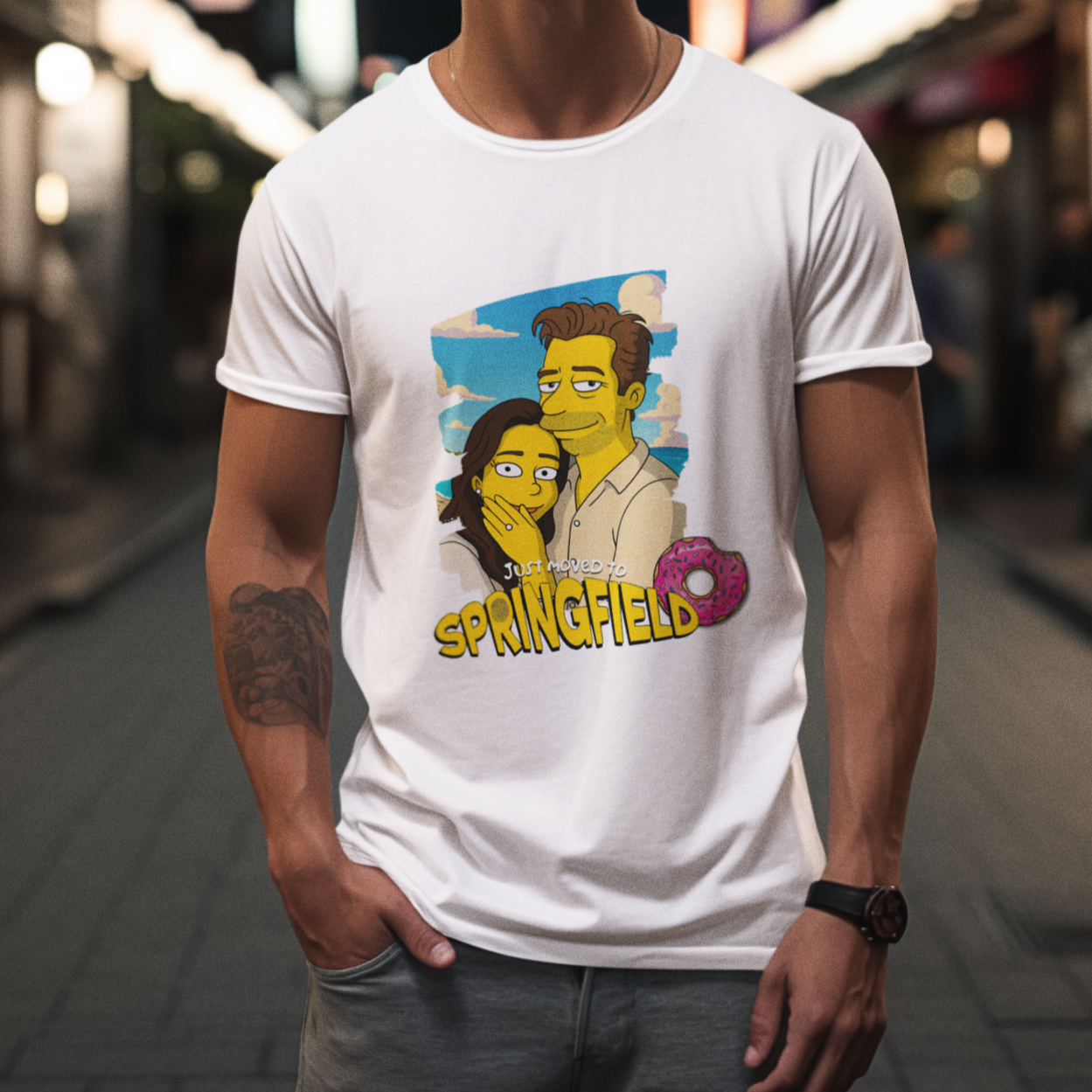 PAPA T-Shirt SIMPSONS STYLE mit Deinem Foto Rundhals personalisiert