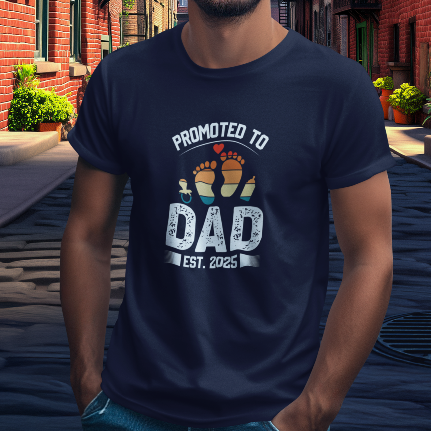 DAD T-Shirt PROMOTED Rundhals personalisiert