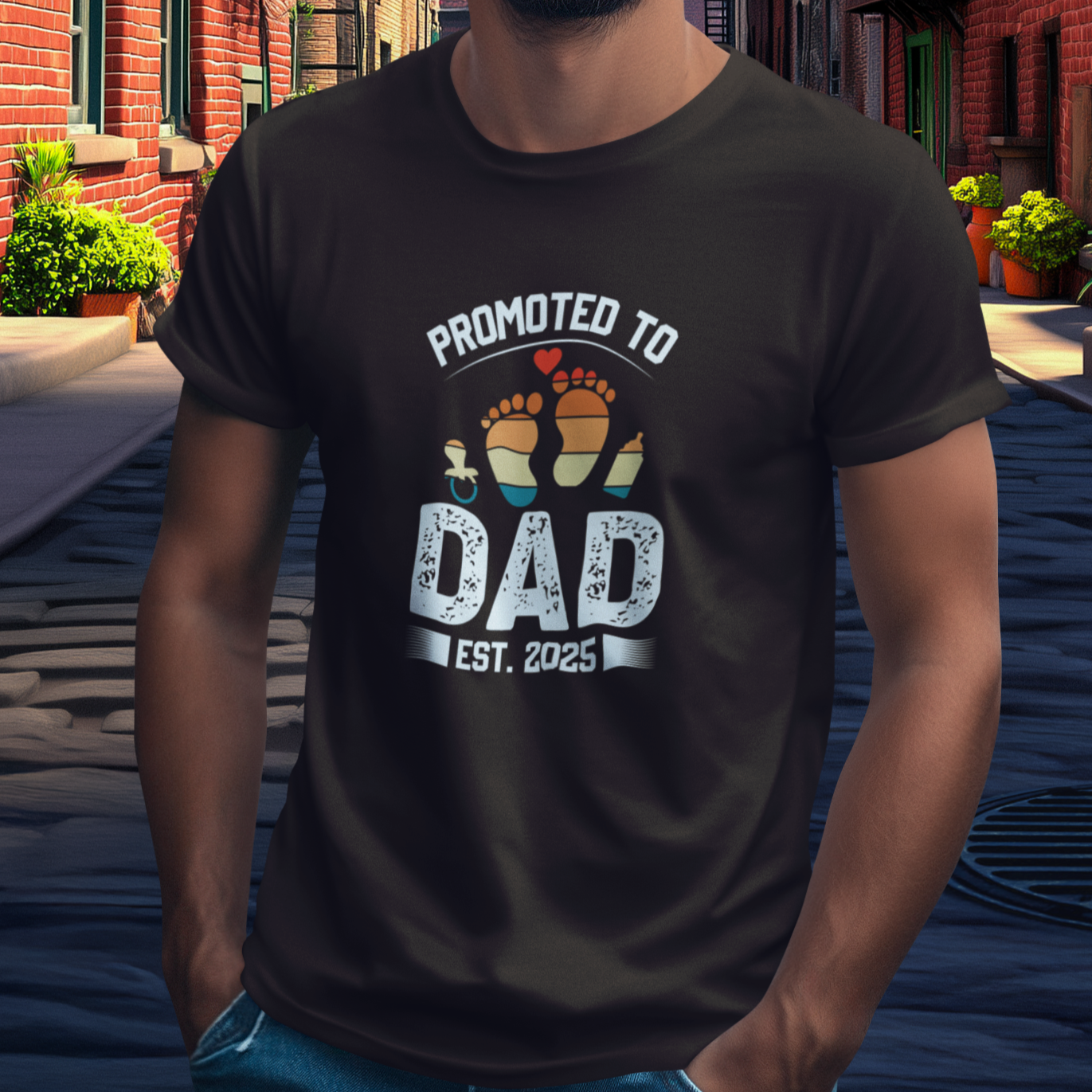 DAD T-Shirt PROMOTED Rundhals personalisiert