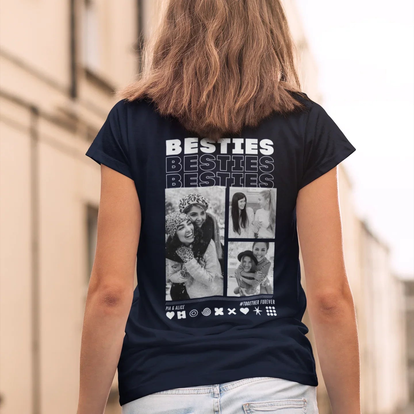 BESTIES T-Shirt mit Euren Fotos Rundhals personalisiert