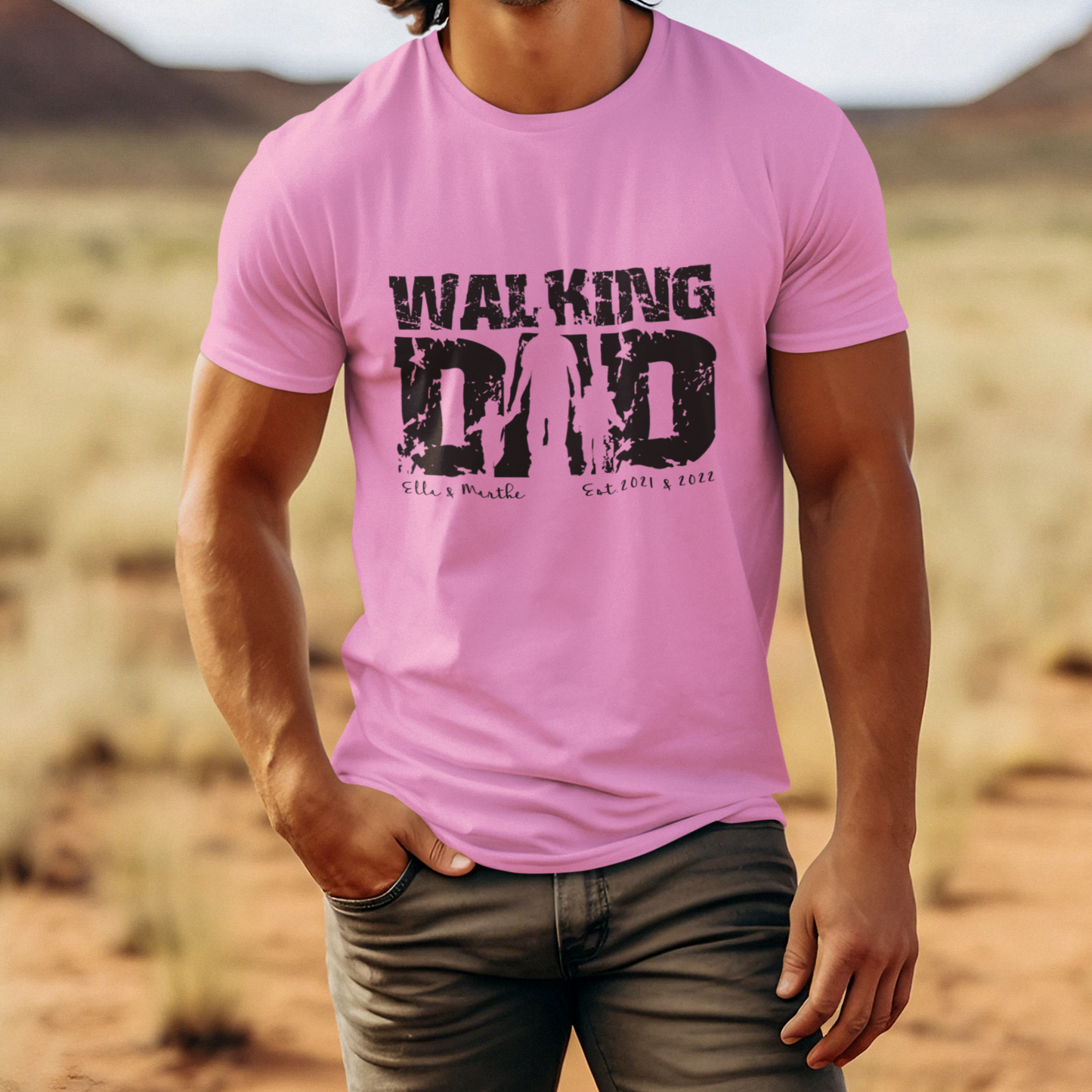 PAPA T-Shirt WALKING DAD Rundhals personalisiert