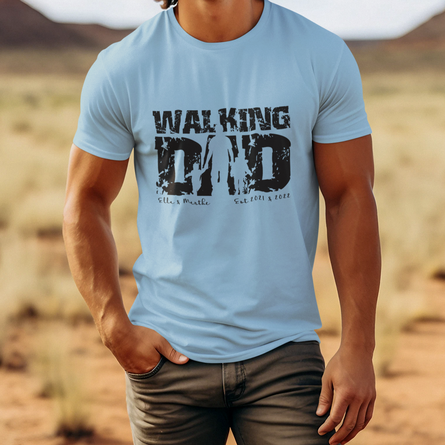 PAPA T-Shirt WALKING DAD Rundhals personalisiert