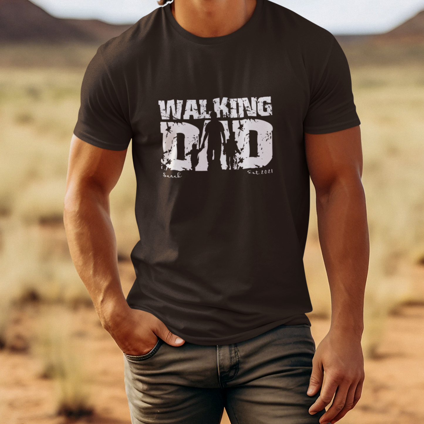 PAPA T-Shirt WALKING DAD Rundhals personalisiert