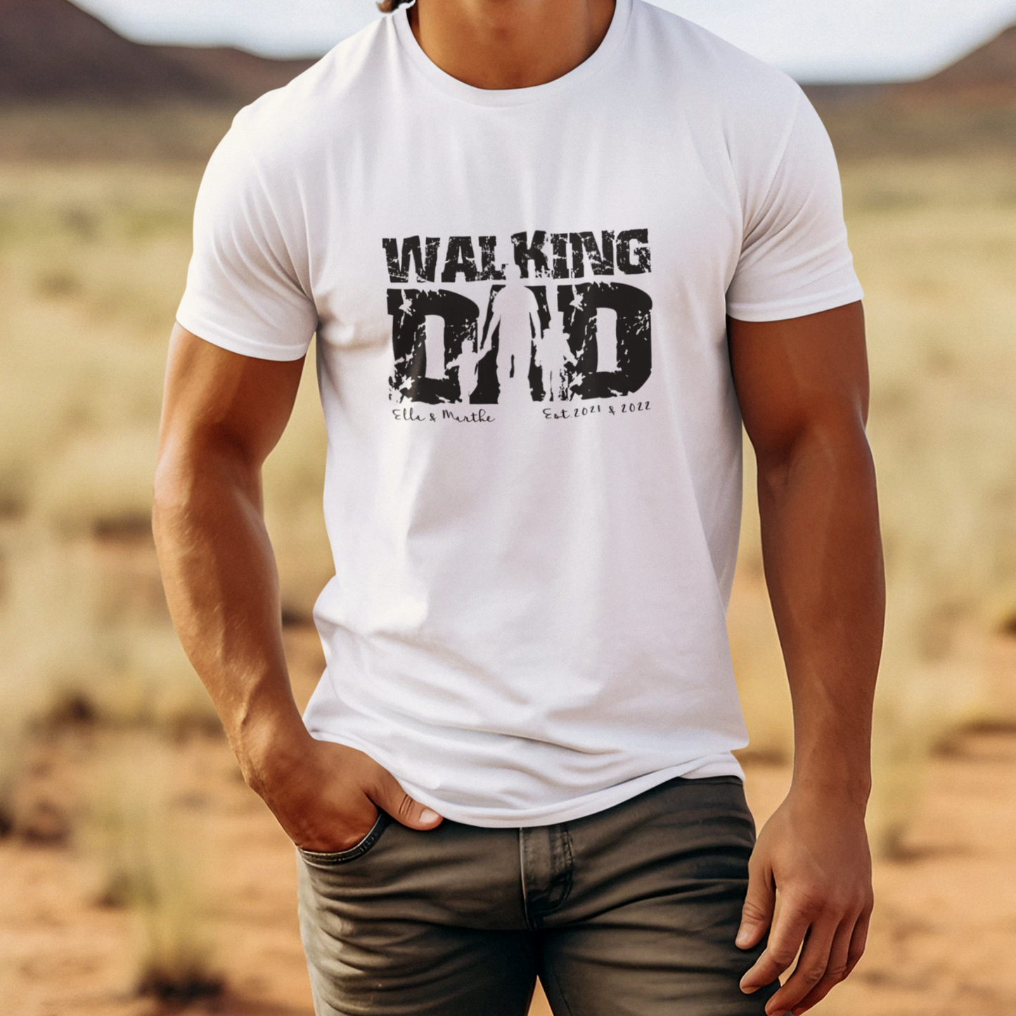 PAPA T-Shirt WALKING DAD Rundhals personalisiert