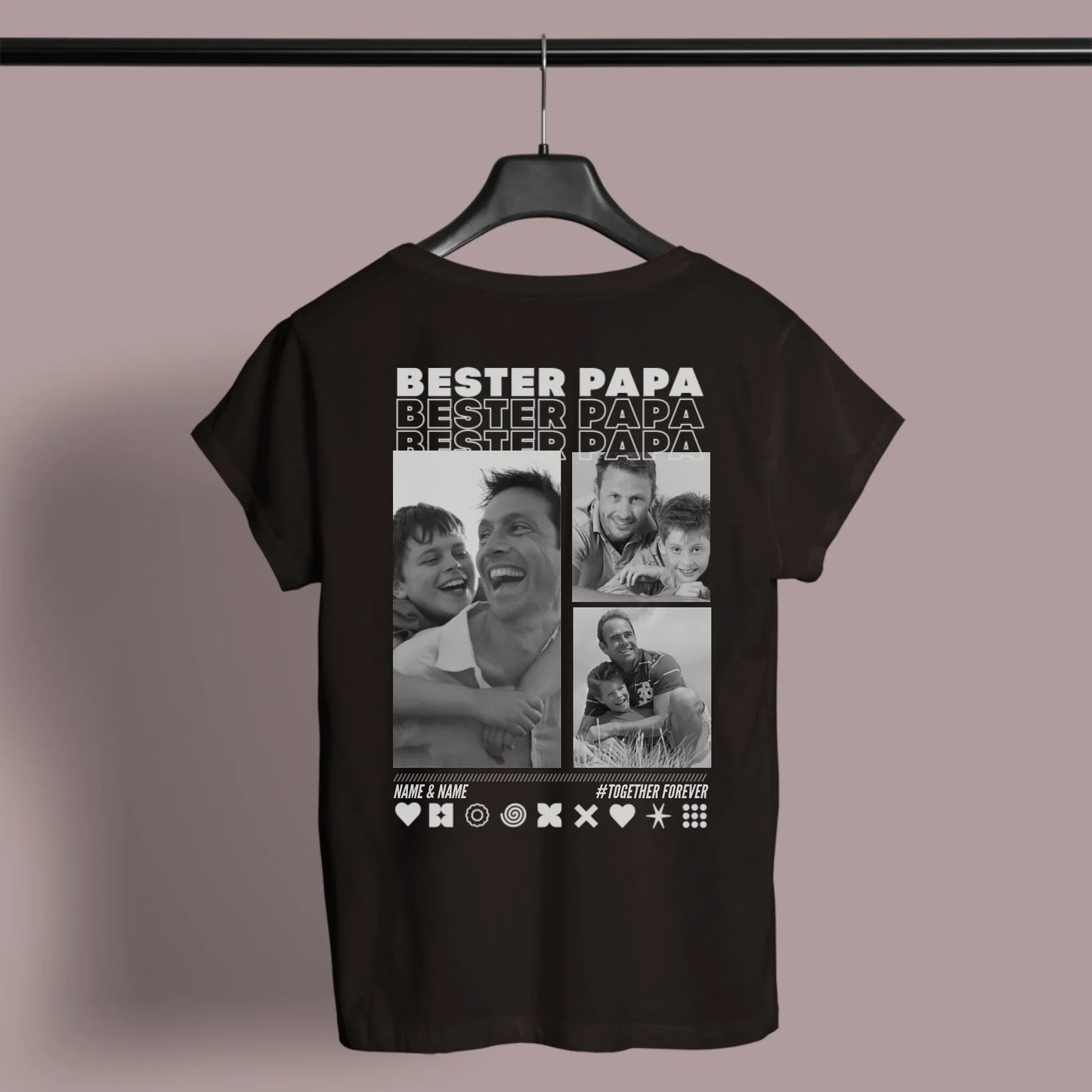 PAPA T-Shirt BEST DAD Rundhals personalisiert mit Deinen Fotos
