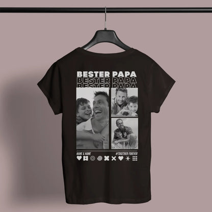 PAPA T-Shirt BEST DAD Rundhals personalisiert mit Deinen Fotos