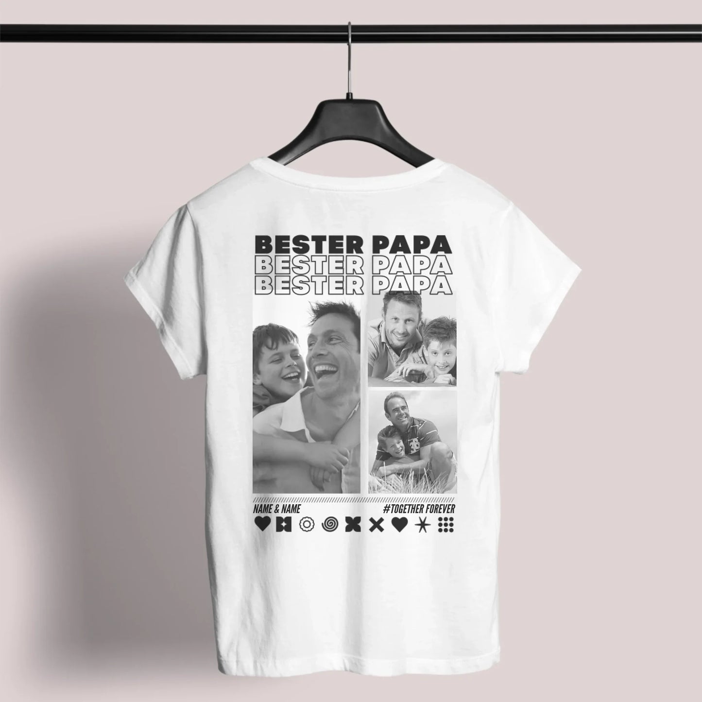 PAPA T-Shirt BEST DAD Rundhals personalisiert mit Deinen Fotos
