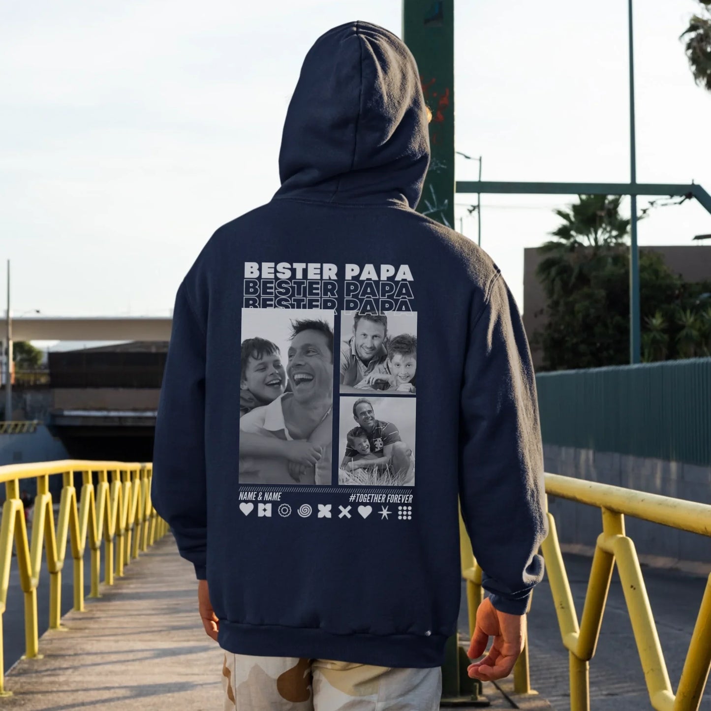 PAPA Hoodie BEST DAD mit Euren Fotos personalisiert
