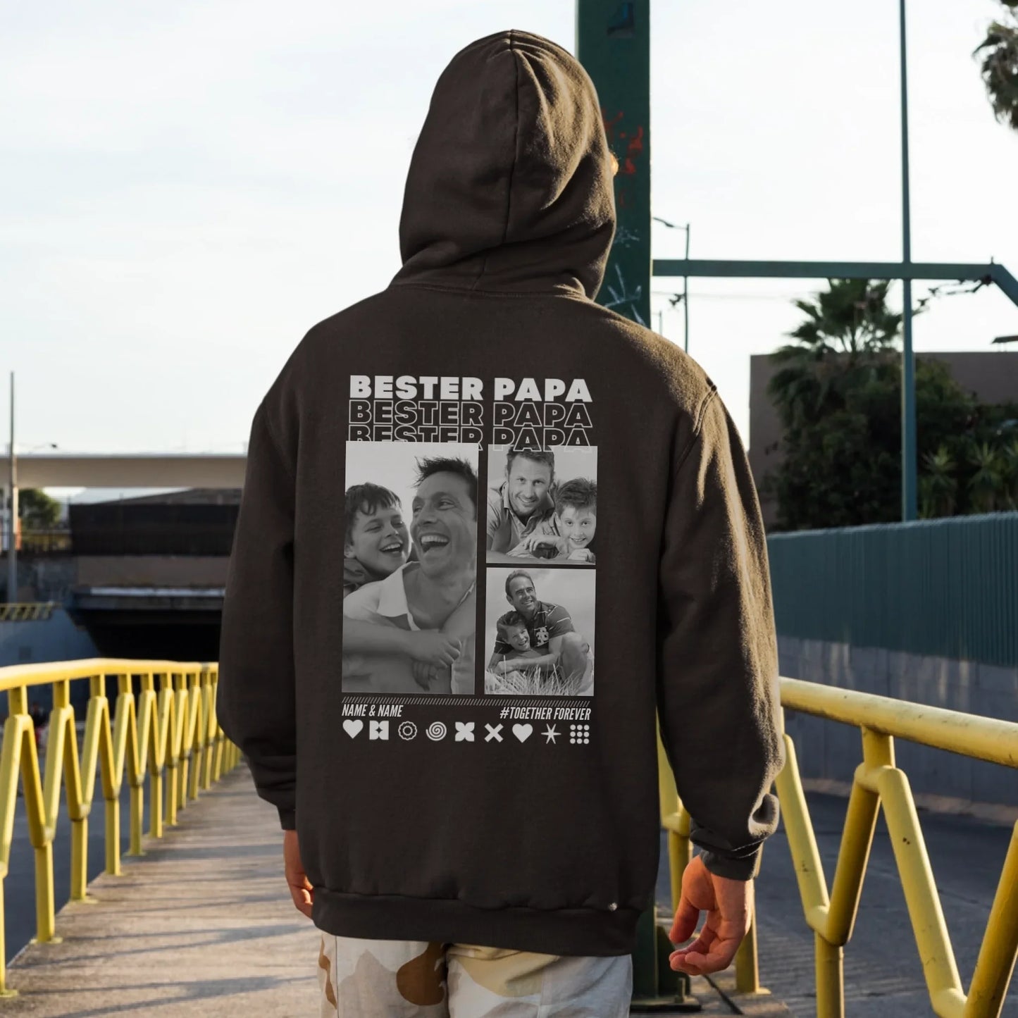 PAPA Hoodie BEST DAD mit Euren Fotos personalisiert