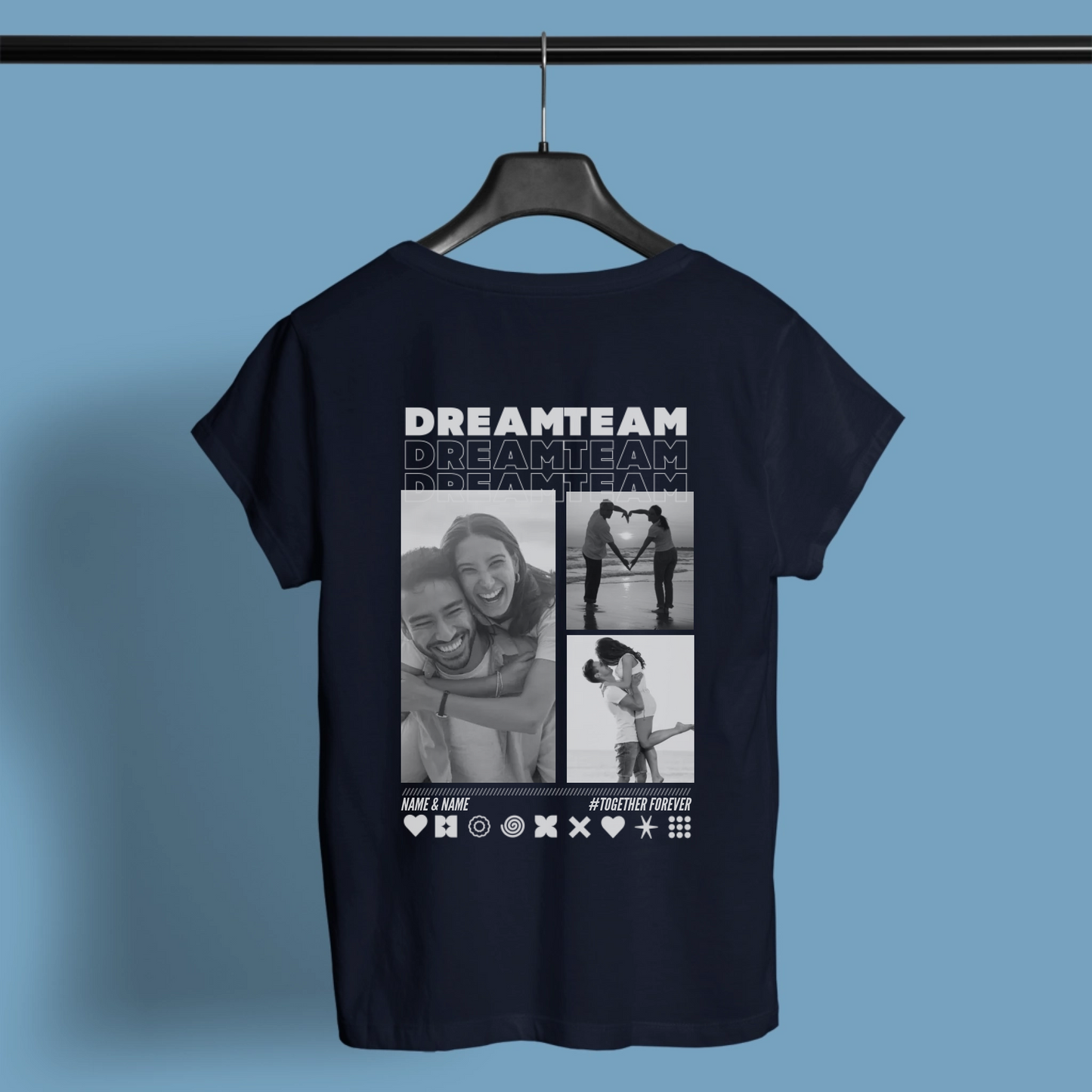 MY LOVE T-Shirt mit Euren Fotos Rundhals personalisiert