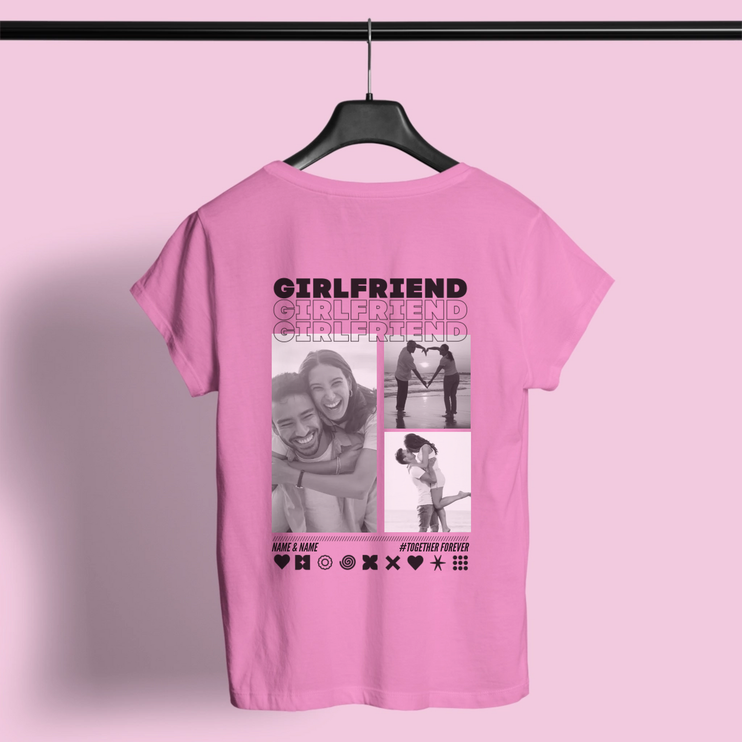 MY LOVE T-Shirt mit Euren Fotos Rundhals personalisiert