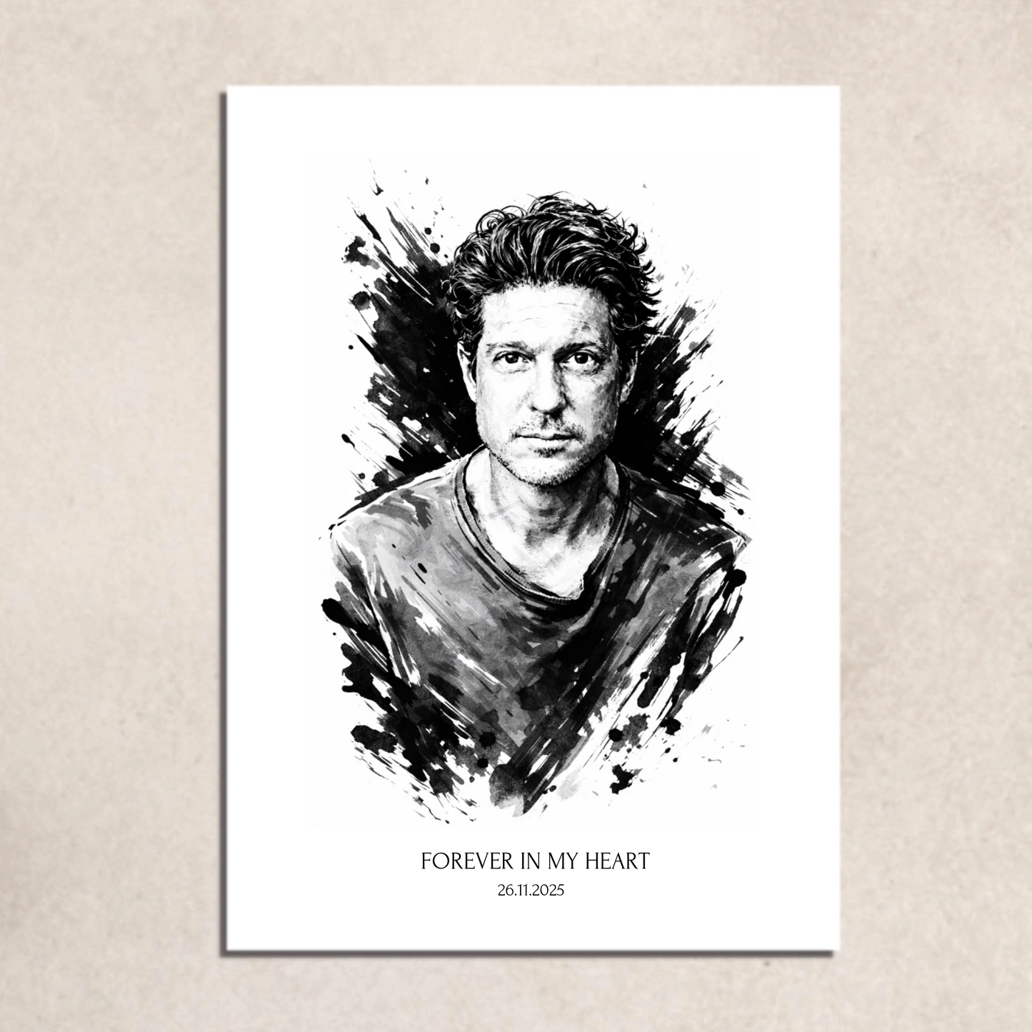 FOTO-POSTER TUSCHE ZEICHNUNG mit Deinem Bild & Slogan personalisiert