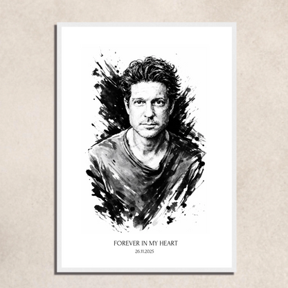 FOTO-POSTER TUSCHE ZEICHNUNG mit Deinem Bild & Slogan personalisiert