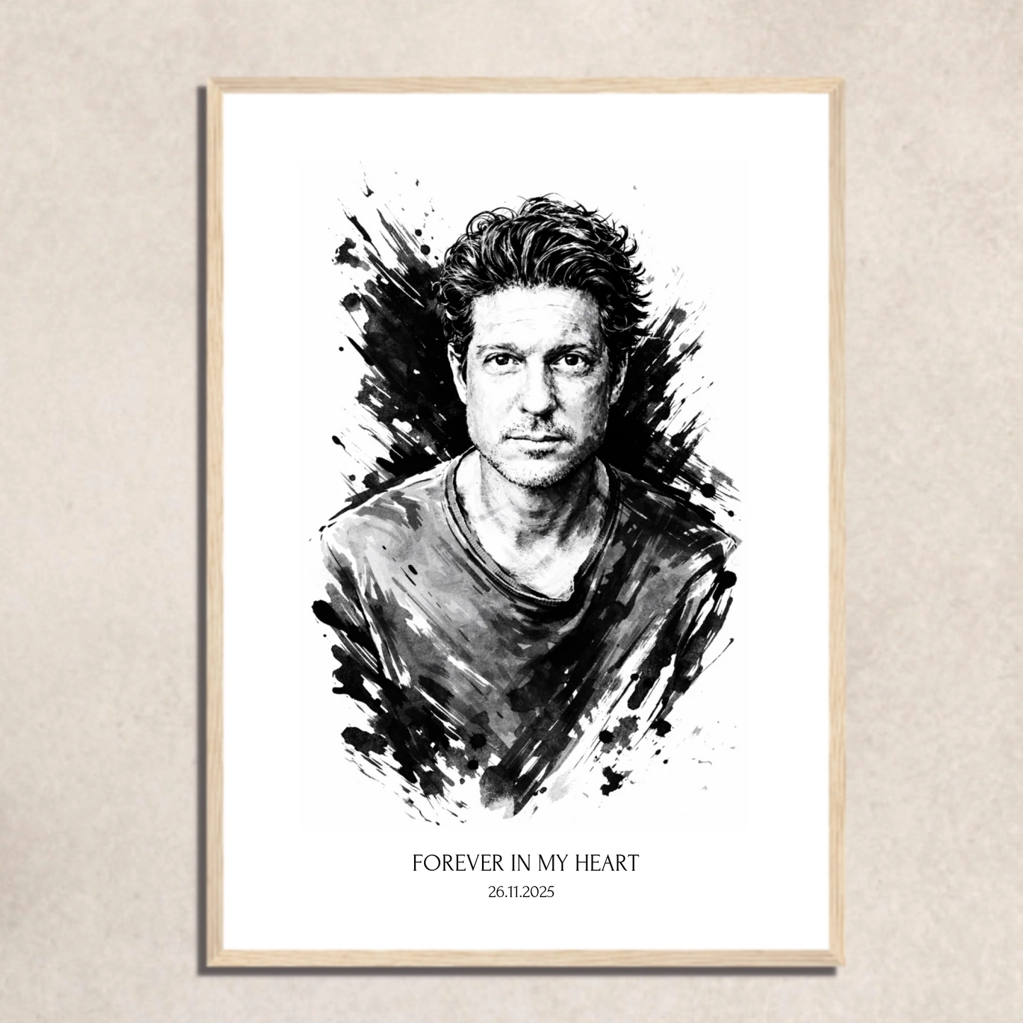 FOTO-POSTER TUSCHE ZEICHNUNG mit Deinem Bild & Slogan personalisiert