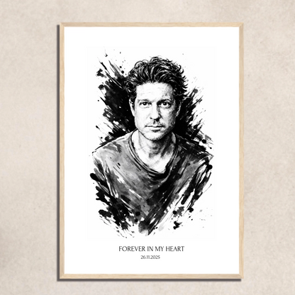 FOTO-POSTER TUSCHE ZEICHNUNG mit Deinem Bild & Slogan personalisiert