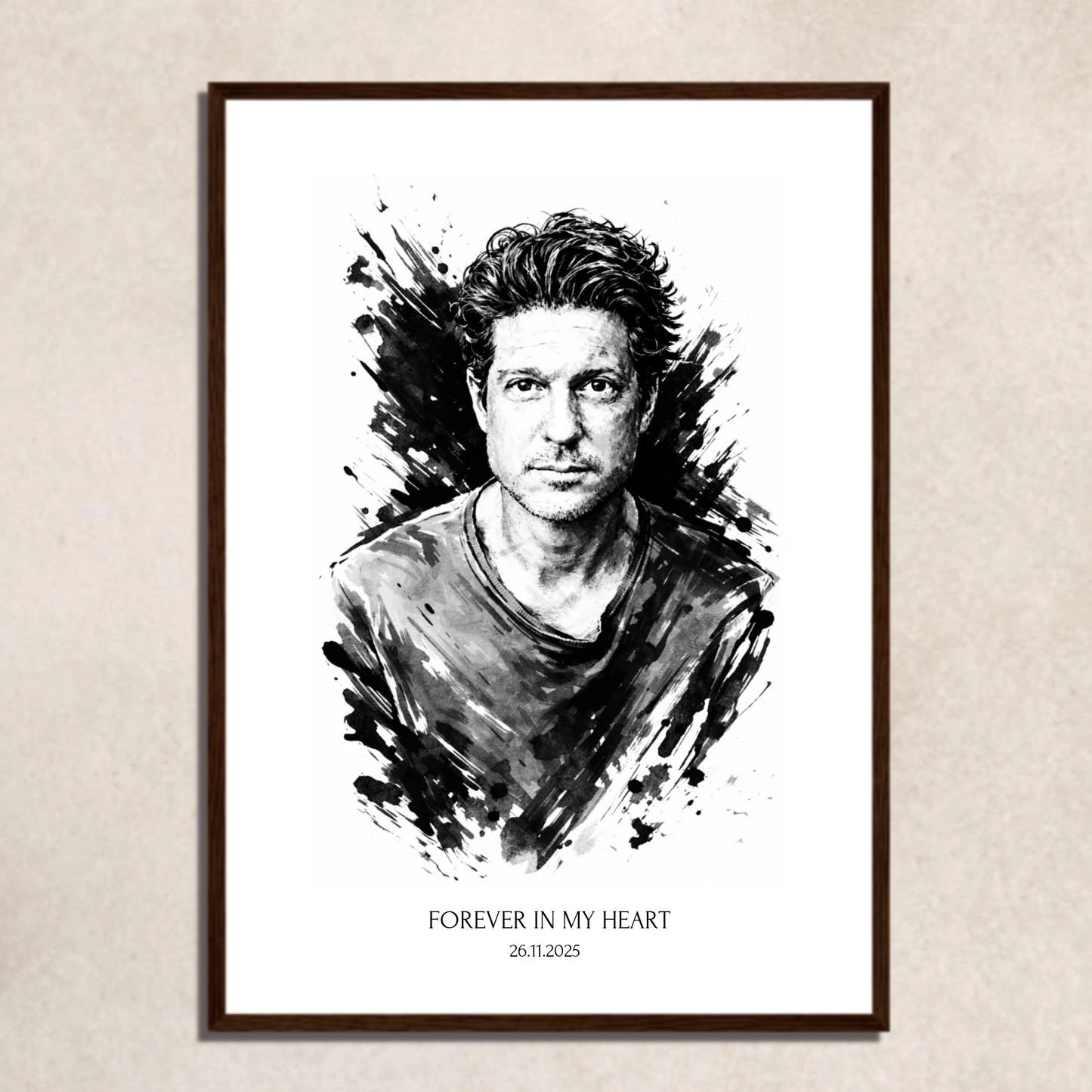 FOTO-POSTER TUSCHE ZEICHNUNG mit Deinem Bild & Slogan personalisiert