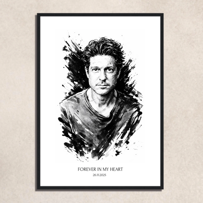 FOTO-POSTER TUSCHE ZEICHNUNG mit Deinem Bild & Slogan personalisiert