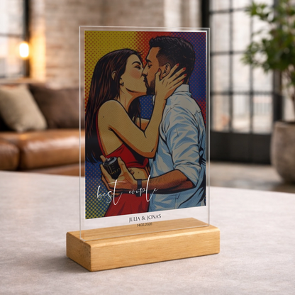 ACRYL-GLAS POP ART mit Deinem Bild & Slogan personalisiert