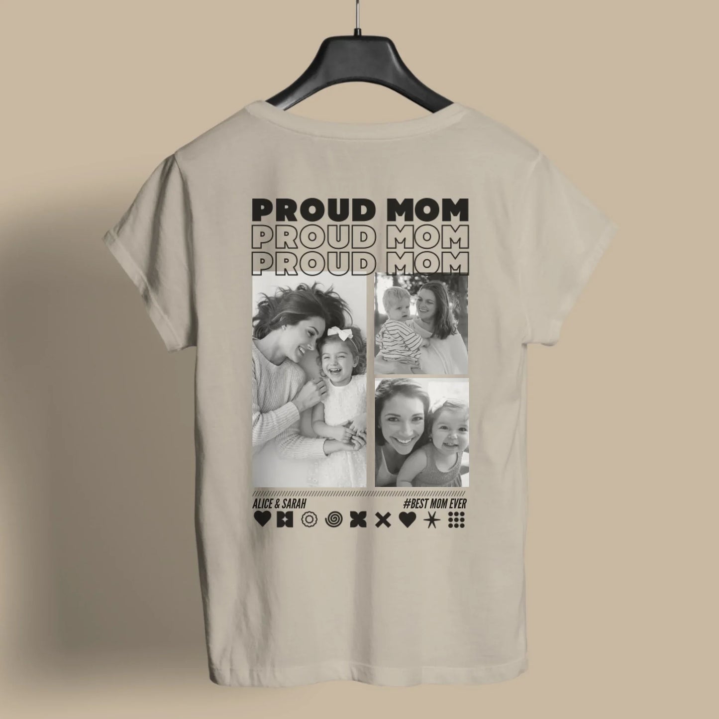 PROUD MOM T-Shirt mit personalisierten Fotos und Namen, Geschenkidee von UrbanWarriorStore