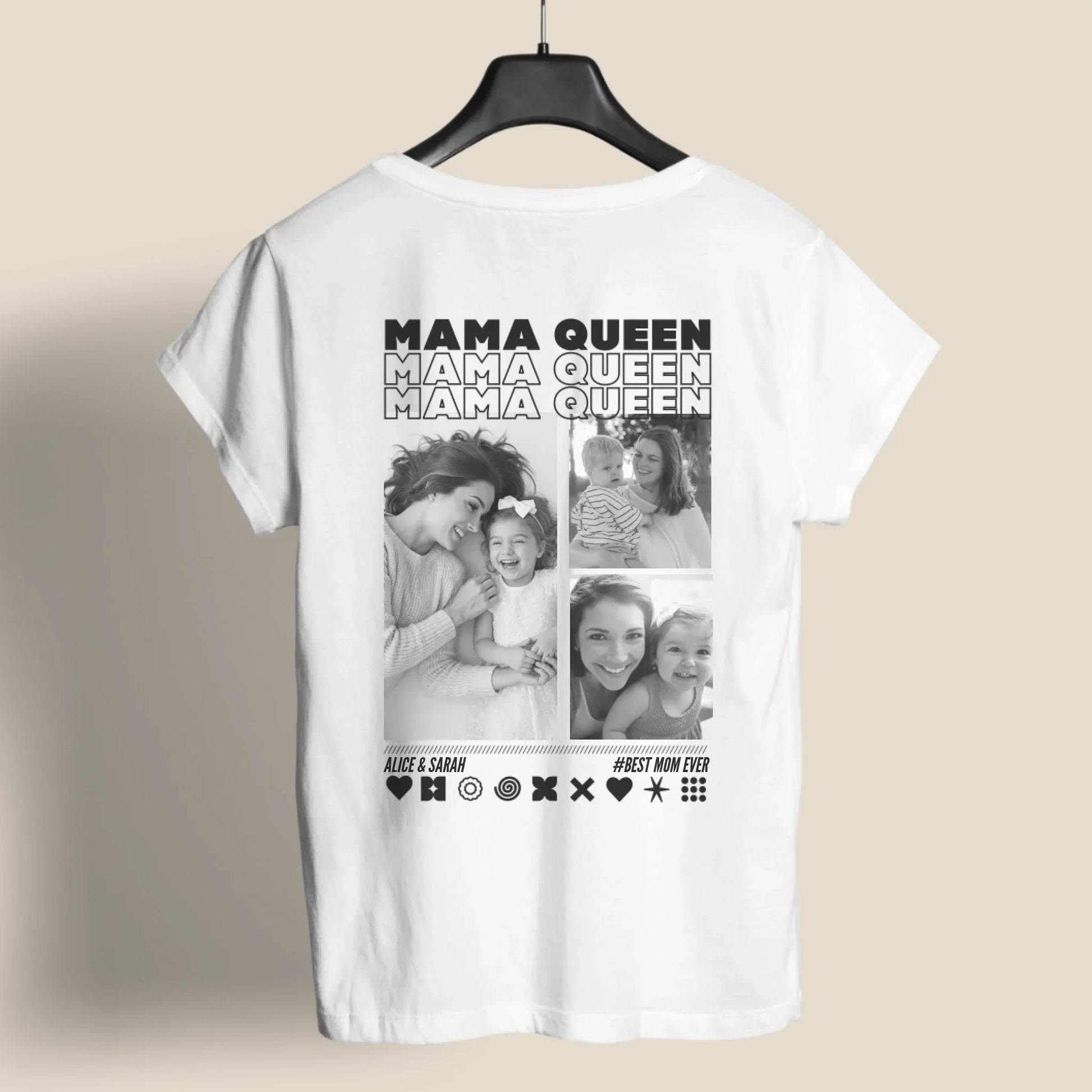 Mama Queen T-Shirt mit personalisierten Fotos und Text für Mütter, UrbanWarriorStore Geschenk