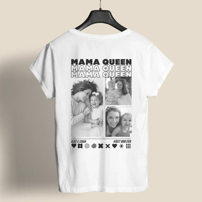 Mama Queen T-Shirt mit personalisierten Fotos und Text für Mütter, UrbanWarriorStore Geschenk