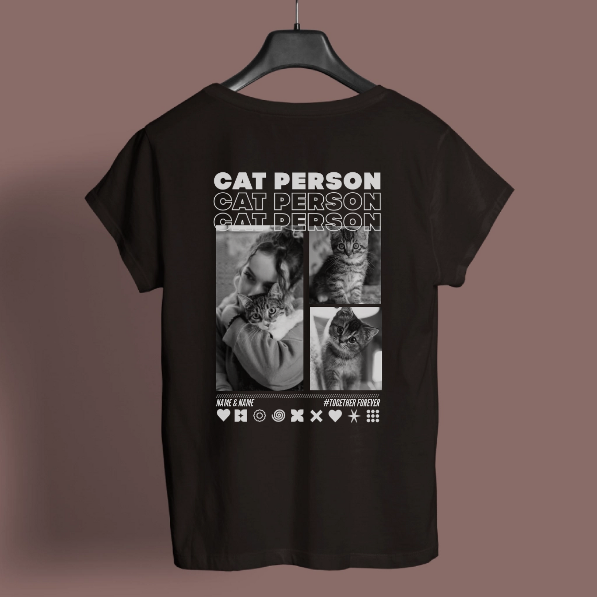 Personalisierte Cat Person T-Shirt Rückseite mit Katzenfotos, UrbanWarriorStore Geschenkidee