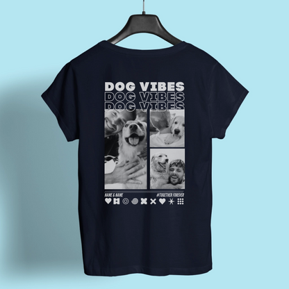 Dog Vibes T-Shirt mit Hund und Mensch Fotocollage, personalisiert, UrbanWarriorStore Geschenkidee