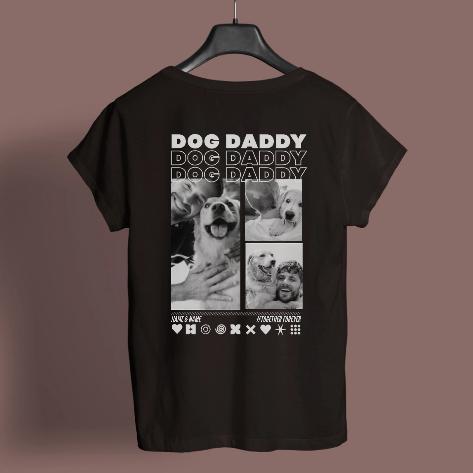 Dog Daddy T-Shirt mit personalisierbarem Motiv, Hund und Besitzer, UrbanWarriorStore Geschenkidee