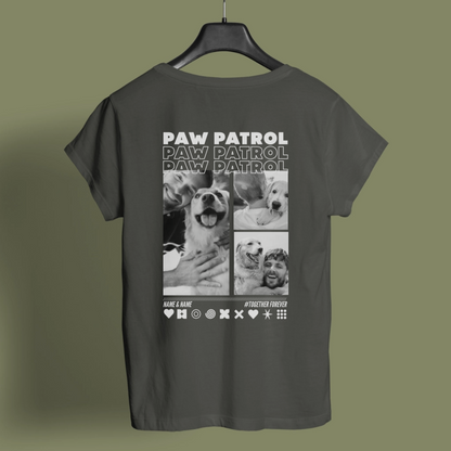 Paw Patrol T-Shirt mit Fotocollage von Mann und Hund, personalisierbar, UrbanWarriorStore Geschenkidee
