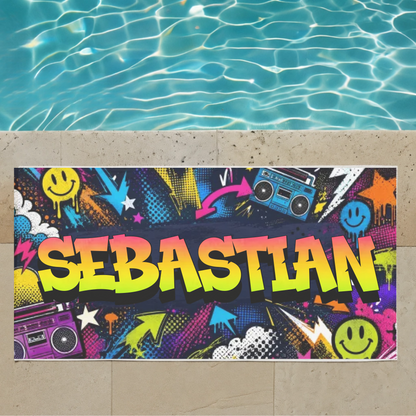 Badetuch GRAFFITI-STYLE mit Name personalisiert